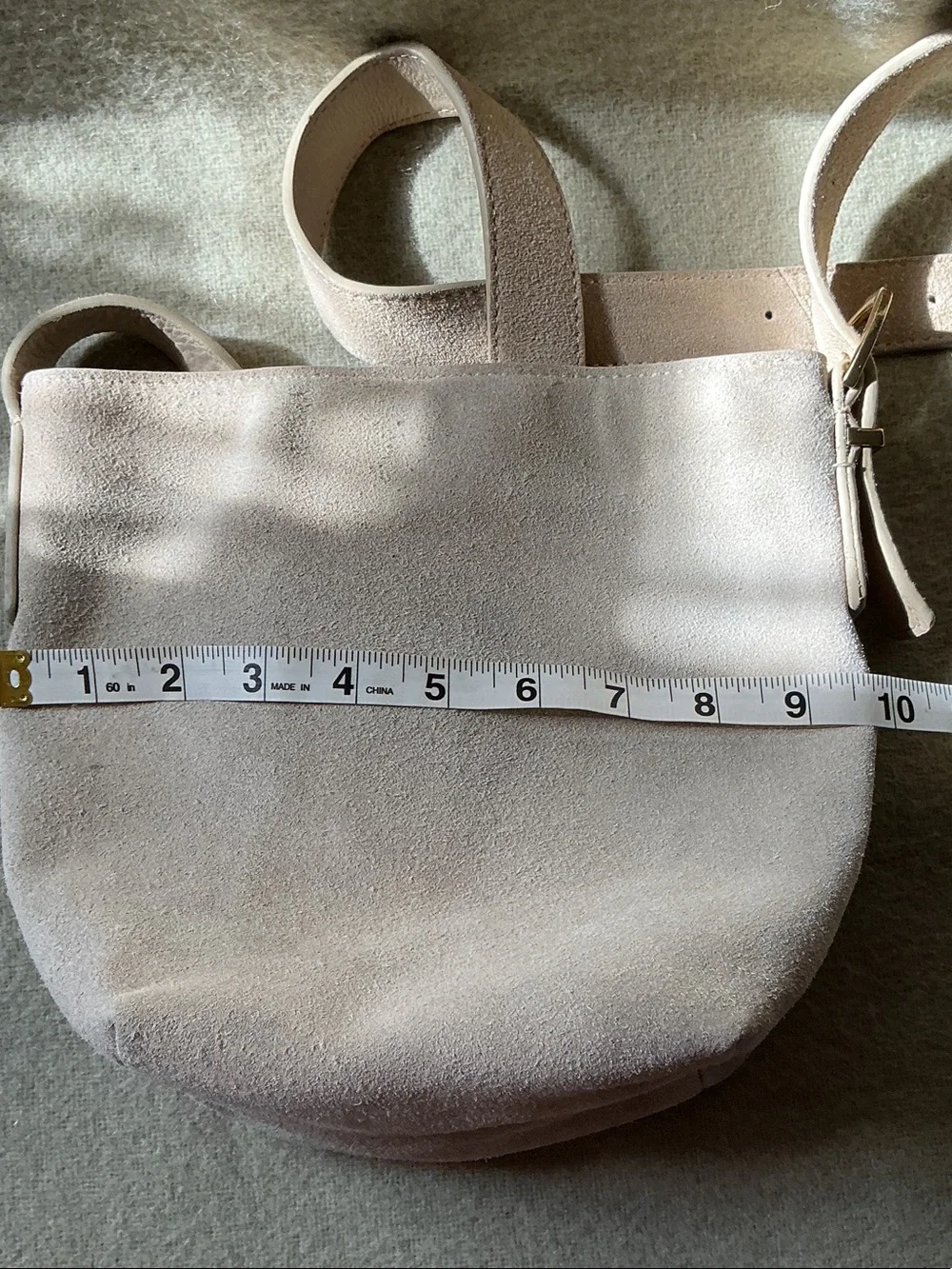 margot Suede Shoulder Bag in Pale Pink